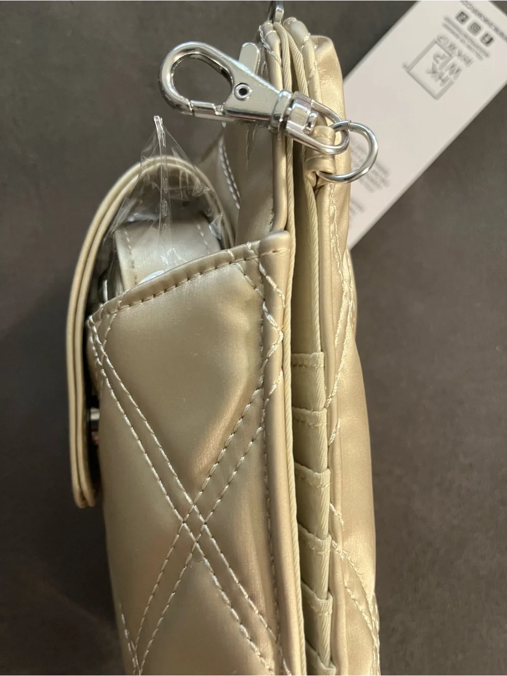 IHKWIP Quilted Crossbody Phone Pouch in Metallic Gold NWT